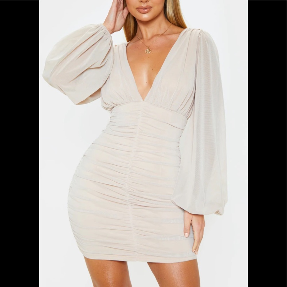 PrettyLittleThing Stone Mesh Bodycon Dress NWT
